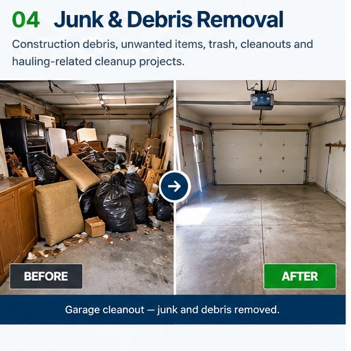 illustrative before and after illustration of Junk & Debris Removal