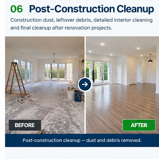 illustrative before and after illustration of Post-Construction Cleanup